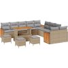 14 delar trädgårdsoffset med kuddar beige polyrotting akacia vidaXL 184 x 62 x 85 cm, stor, 110 cm – miniatyr 2