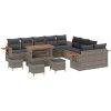 14 Delar Trädgårdssoffset Med Kuddar Grå Poly Rattan Akacia vidaXL Stor – miniatyr 2
