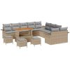 14-delars trädgårdsofa set med kuddar beige polyrotting akacia vidaXL Större – miniatyr 2