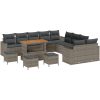 14-delars Trädgårdsofa Set med Kuddar Grå Poly-rotting Akacia vidaXL Stor – miniatyr 2