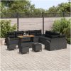 14-delars Trädgårdsofa Set med Kuddar Svart Poly Rattan Akacia vidaXL Stor – miniatyr 3