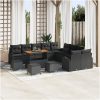 14-delars Trädgårdsofa Set med Kuddar Svart Poly Rattan Akacia vidaXL Stor – miniatyr 1