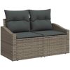 14-delars trädgårdsoffaset med kuddar grå poly rattan akacia vidaXL Stor – miniatyr 4