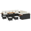 14-delars Trädgårdsoffasett med kuddar - Svart Poly Rattan Akacia vidaXL Medium – miniatyr 2