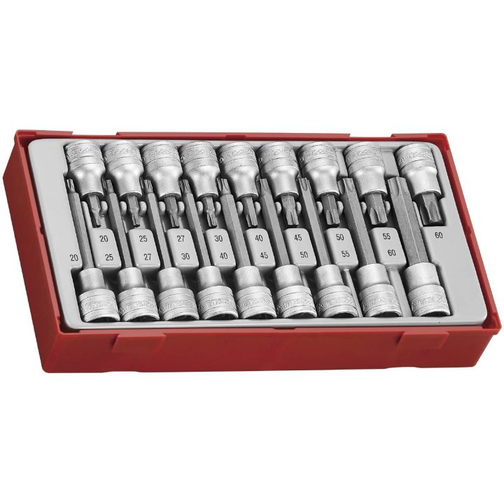 18 delars Hylsbitssats för TX-spår, 1/2u0022 fyrkantsfäste TTTX18 Teng Tools HYLSBITSSATS 1/2 TX 18 DELAR – bild 2