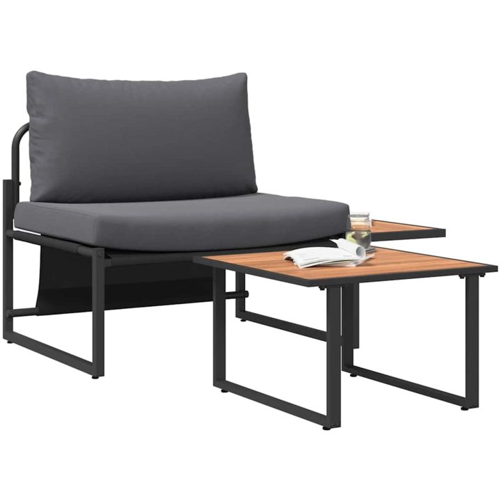 2-delad trädgårdssoffset med enstaka sits och antracitkuddar vidaXL 70 x 117.5 x 68 cm – bild 3