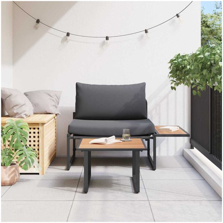 2-delad trädgårdssoffset med enstaka sits och antracitkuddar vidaXL 70 x 117.5 x 68 cm – bild 4