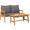 2-delars bistroset med kuddar - Av massivt akaciaträ vidaXL 115 x 65 x 71 cm – miniatyr 3
