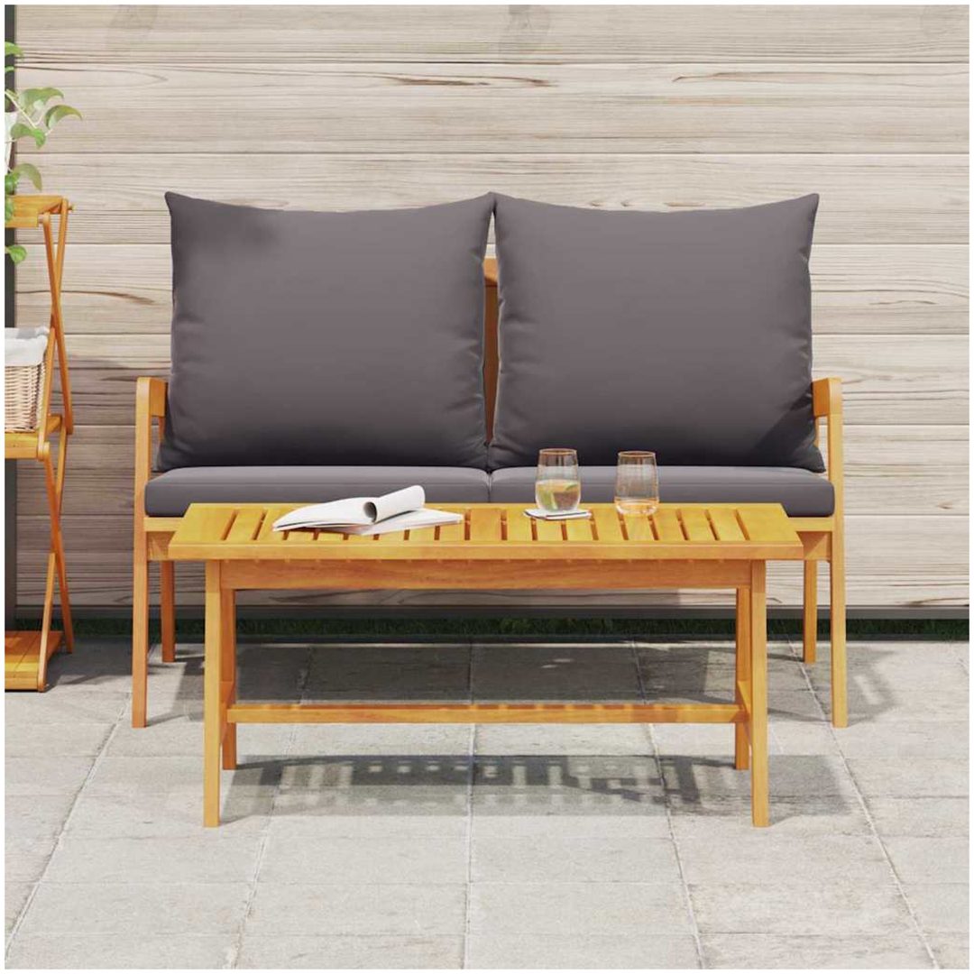 2-delars bistroset med kuddar - Av massivt akaciaträ vidaXL 115 x 65 x 71 cm – bild 4