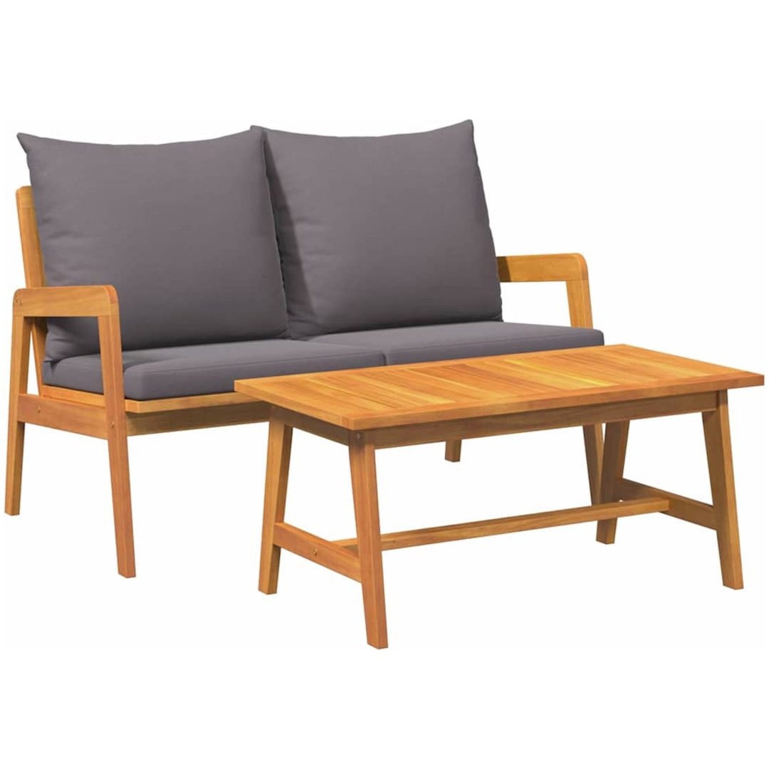 2-delars bistroset med kuddar - Av massivt akaciaträ vidaXL 115 x 65 x 71 cm – bild 6
