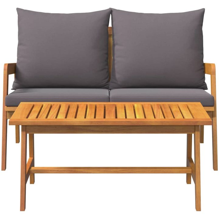 2-delars bistroset med kuddar - Av massivt akaciaträ vidaXL 115 x 65 x 71 cm – bild 8