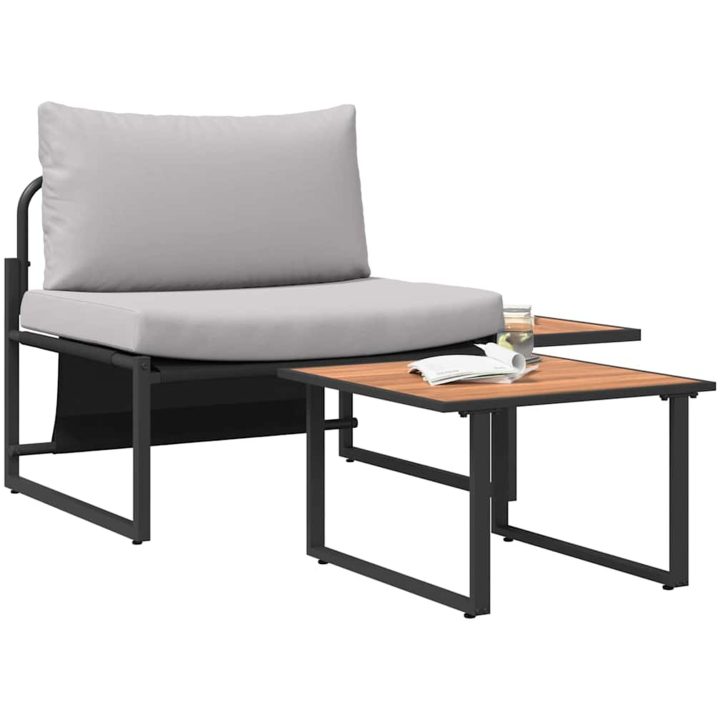 2-delars Trädgårdsoffset Sittplats med Ljusgrå Kuddar vidaXL 70 x 117.5 x 68 cm – bild 3