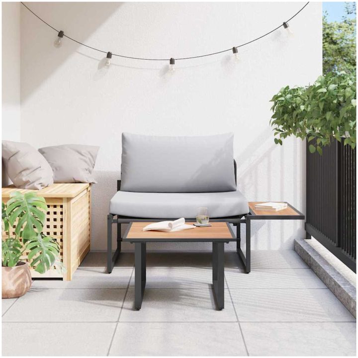 2-delars Trädgårdsoffset Sittplats med Ljusgrå Kuddar vidaXL 70 x 117.5 x 68 cm – bild 4