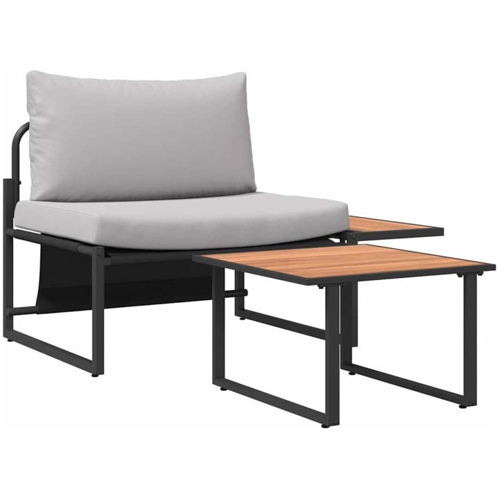 2-delars Trädgårdsoffset Sittplats med Ljusgrå Kuddar vidaXL 70 x 117.5 x 68 cm – bild 6
