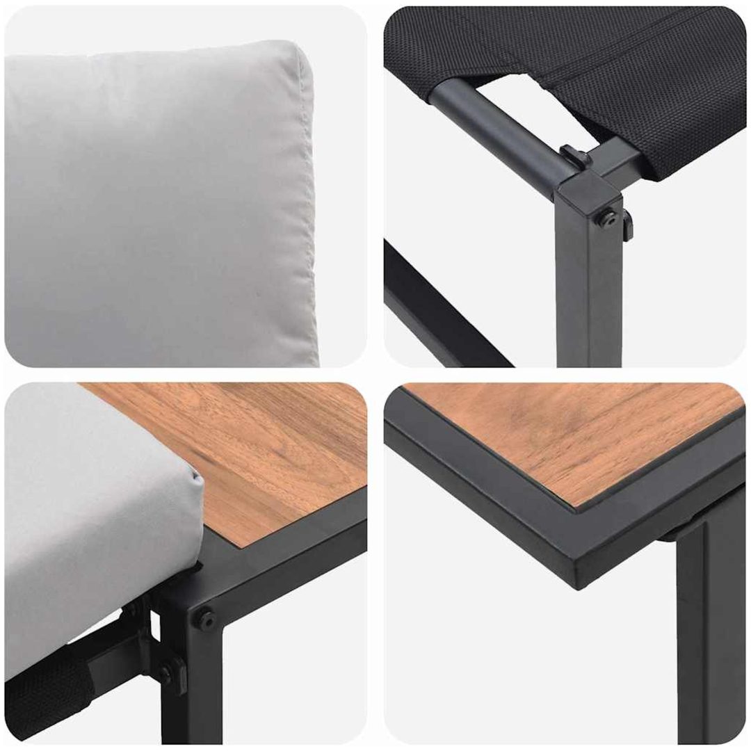 2-delars Trädgårdsoffset Sittplats med Ljusgrå Kuddar vidaXL 70 x 117.5 x 68 cm – bild 9