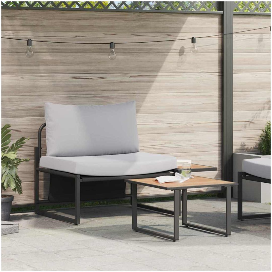 2-delars Trädgårdsoffset Sittplats med Ljusgrå Kuddar vidaXL 70 x 117.5 x 68 cm
