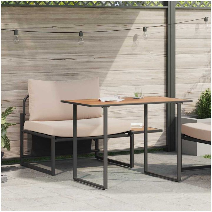 2-delat trädgårds matgrupp enkelstol med taupe kuddar vidaXL 70 x 117 x 67.5 cm – bild 4