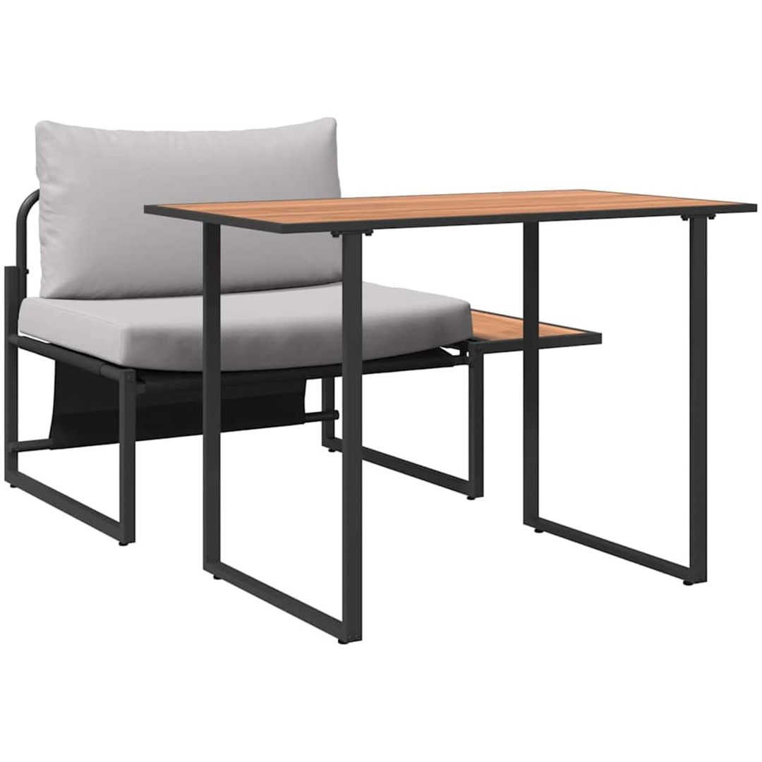 2-delat trädgårdsdining-set med singlesits och ljusgrå kuddar vidaXL 70 x 117 x 67.5 cm – bild 6