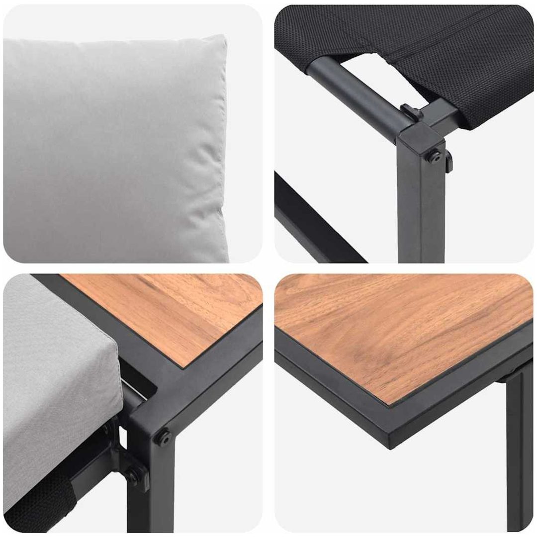 2-delat trädgårdsdining-set med singlesits och ljusgrå kuddar vidaXL 70 x 117 x 67.5 cm – bild 9