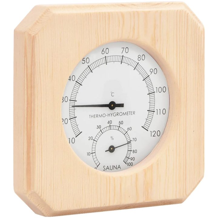 2-i-1 Bastutermometer & hygrometer sandur set massiv furu vidaXL – bild 2