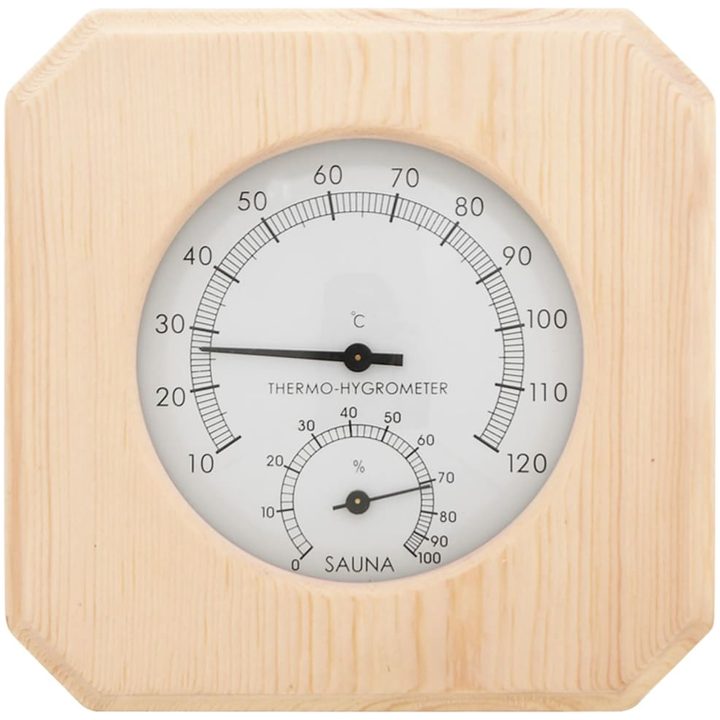 2-i-1 Bastutermometer & hygrometer sandur set massiv furu vidaXL – bild 3