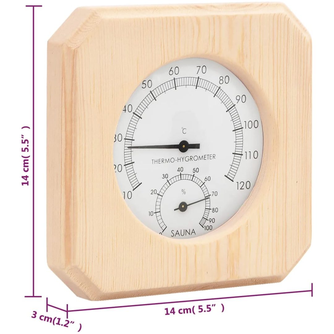 2-i-1 Bastutermometer & hygrometer sandur set massiv furu vidaXL – bild 10