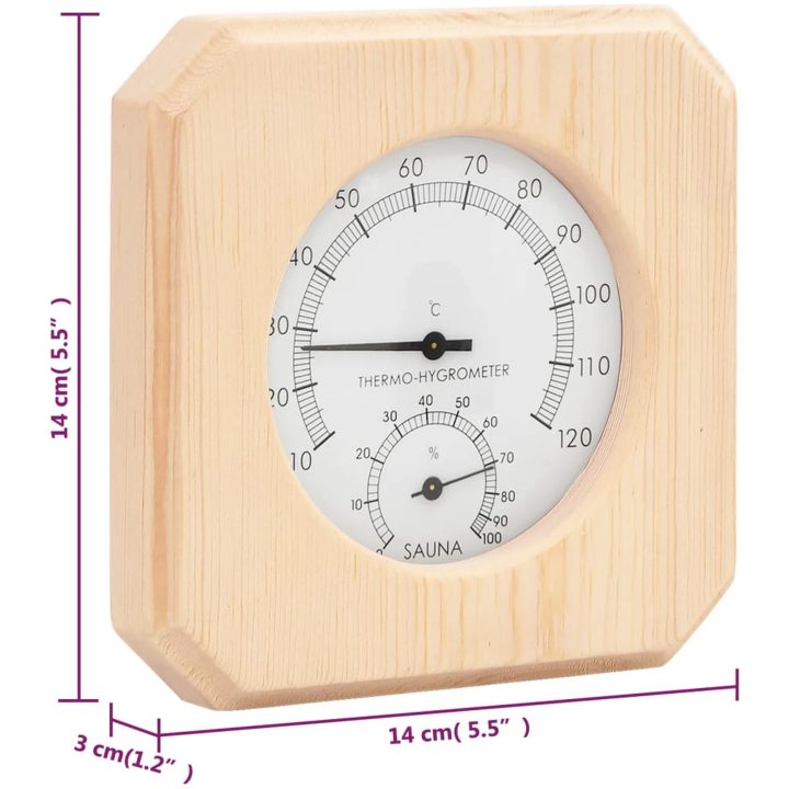 2-i-1 Bastutermometer & hygrometer sandur set massiv furu vidaXL – bild 10