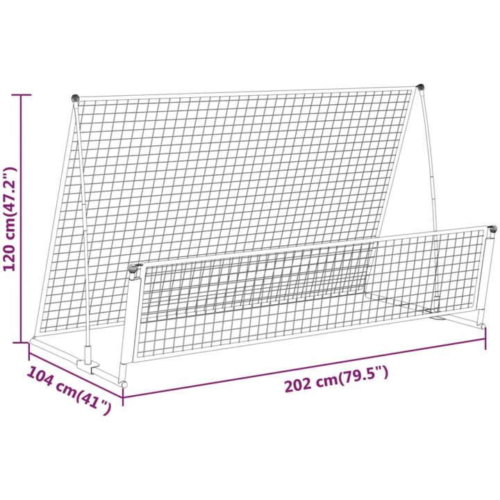 2-i-1 returnät/fotbollsmål 202x104x120 cm stål vidaXL – bild 6