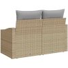 2-Sits Gårdssoffa med Förvaring & Kuddar Beige Poly Rattan vidaXL 123 x 62 x 69 cm – miniatyr 3
