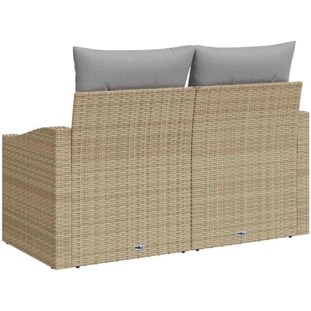 2-Sits Gårdssoffa med Förvaring & Kuddar Beige Poly Rattan vidaXL 123 x 62 x 69 cm – bild 3