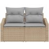 2-Sits Gårdssoffa med Förvaring & Kuddar Beige Poly Rattan vidaXL 123 x 62 x 69 cm – miniatyr 4