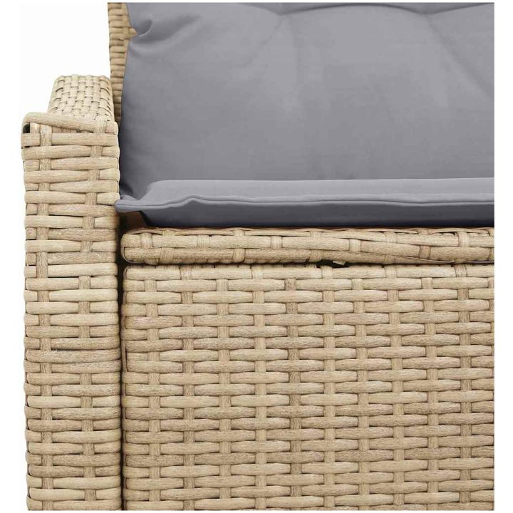 2-Sits Gårdssoffa med Förvaring & Kuddar Beige Poly Rattan vidaXL 123 x 62 x 69 cm – bild 7
