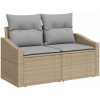 2-Sits Gårdssoffa med Förvaring & Kuddar Beige Poly Rattan vidaXL 123 x 62 x 69 cm – miniatyr 1