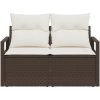 2-Sits Soffa för Trädgård med Kuddar Brun Poly Rattan vidaXL 120 x 62 x 69 cm – miniatyr 4