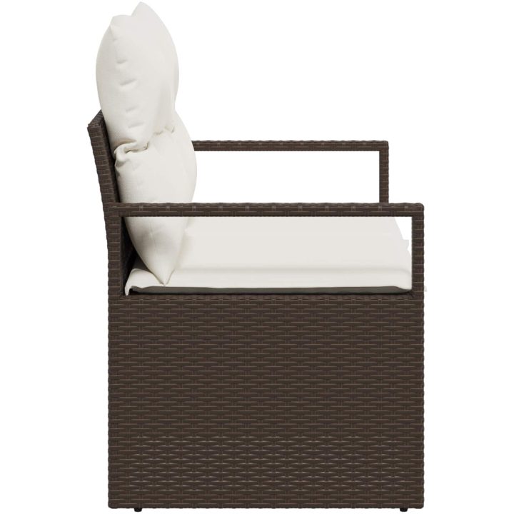 2-Sits Soffa för Trädgård med Kuddar Brun Poly Rattan vidaXL 120 x 62 x 69 cm – bild 6