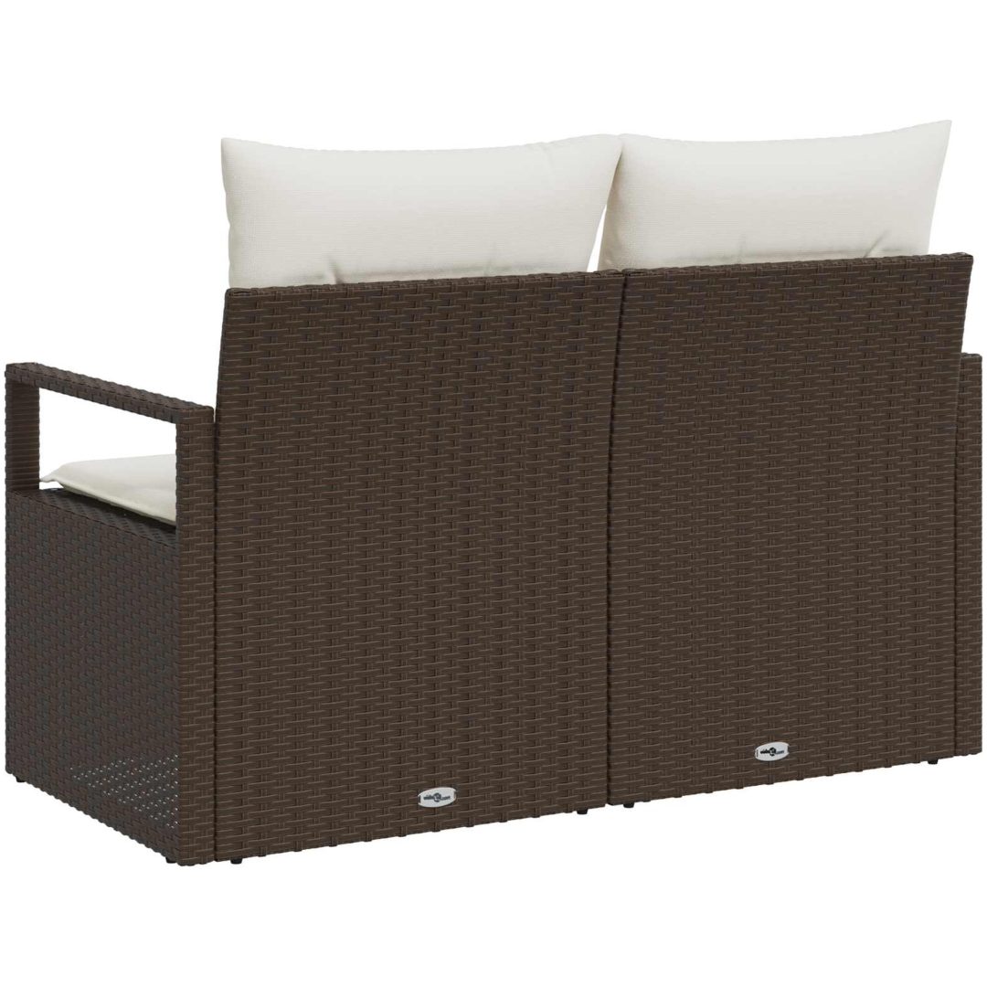 2-Sits Soffa för Trädgård med Kuddar Brun Poly Rattan vidaXL 120 x 62 x 69 cm – bild 8
