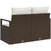 2-Sits Soffa för Trädgård med Kuddar Brun Poly Rattan vidaXL 120 x 62 x 69 cm – miniatyr 9