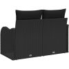 2-Sits Soffa för Trädgård med Kuddar Svart Poly Rattan vidaXL 121 x 62 x 69 cm – miniatyr 2