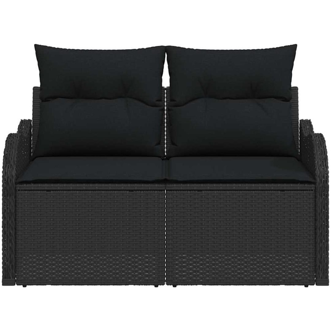 2-Sits Soffa för Trädgård med Kuddar Svart Poly Rattan vidaXL 121 x 62 x 69 cm – bild 4