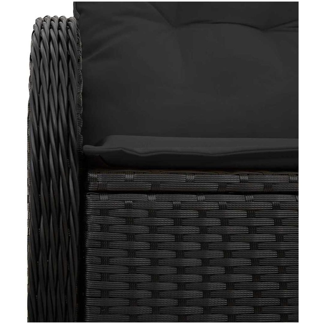 2-Sits Soffa för Trädgård med Kuddar Svart Poly Rattan vidaXL 121 x 62 x 69 cm – bild 6