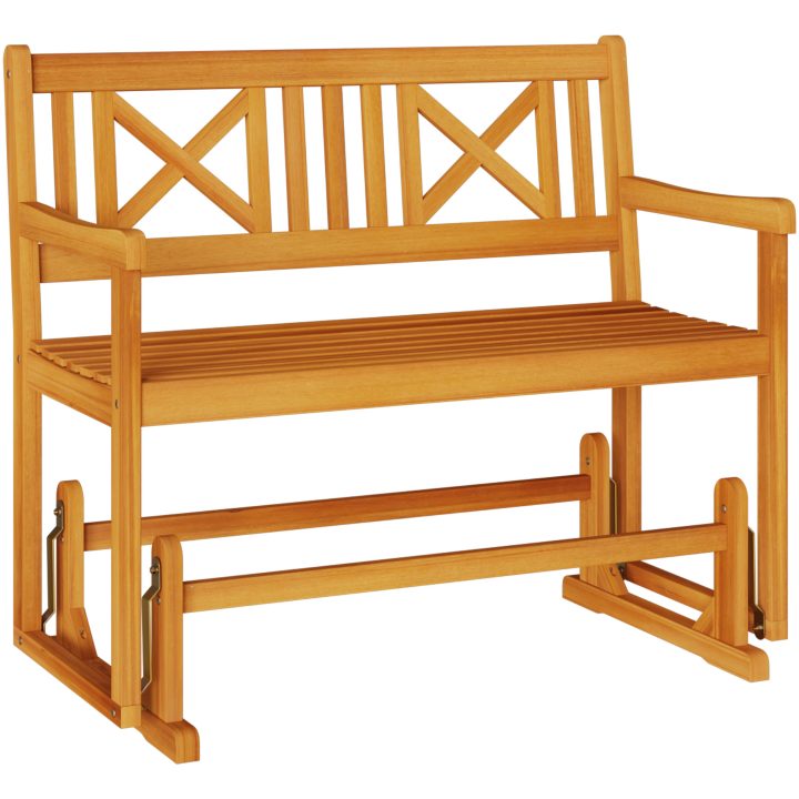 2-sits Trädgårds Gungbänk Massivt trä Akacia vidaXL 110 x 59 x 97 cm – bild 2