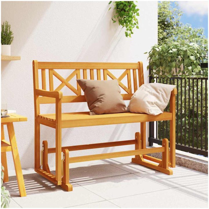 2-sits Trädgårds Gungbänk Massivt trä Akacia vidaXL 110 x 59 x 97 cm – bild 3
