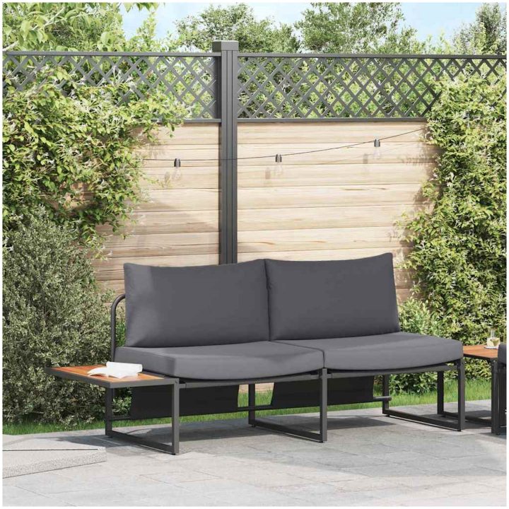 2-sits trädgårdsoffa med antracitkuddar vidaXL 200,5 x 70 x 85,5 cm – bild 4