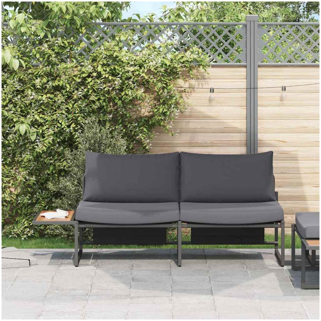 2-sits trädgårdsoffa med antracitkuddar vidaXL 200,5 x 70 x 85,5 cm