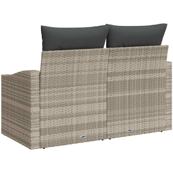 2-Sits Trädgårdsoffa med Förvaring & Dynor Grå Poly Rattan vidaXL 123 x 62 x 69 cm – bild 4