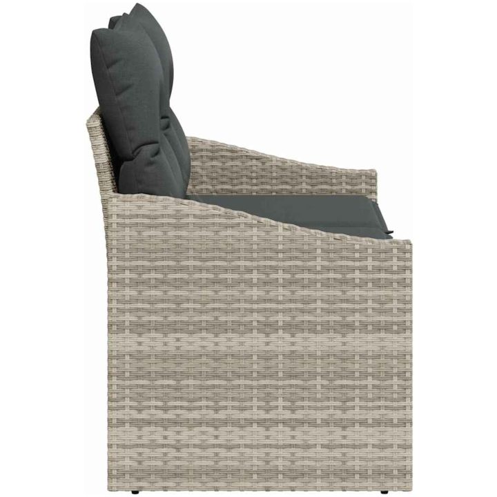2-Sits Trädgårdsoffa med Förvaring & Dynor Grå Poly Rattan vidaXL 123 x 62 x 69 cm – bild 5