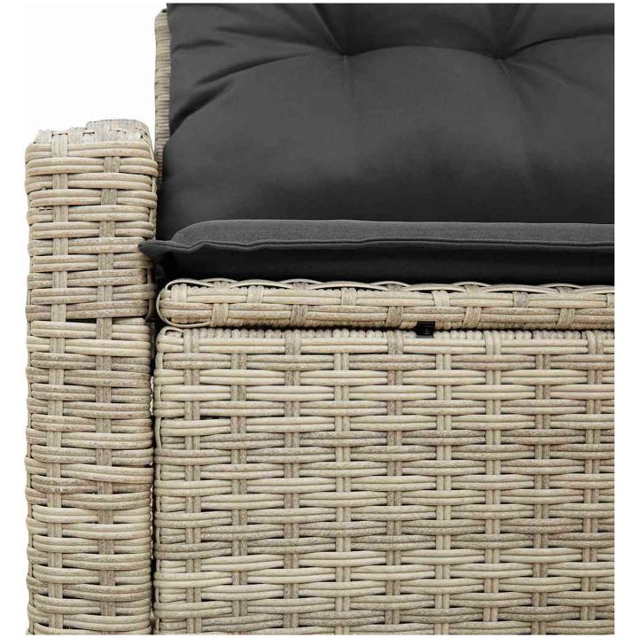 2-Sits Trädgårdsoffa med Förvaring & Dynor Grå Poly Rattan vidaXL 123 x 62 x 69 cm – bild 7