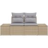 2-sits Trädgårdsoffa med Förvaring & Kuddar Beige Poly Rattan vidaXL 184 x 61 x 69 cm – miniatyr 4