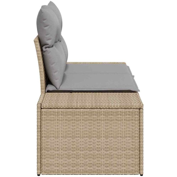 2-sits Trädgårdsoffa med Förvaring & Kuddar Beige Poly Rattan vidaXL 184 x 61 x 69 cm – bild 5