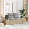 2-sits Trädgårdsoffa med Förvaring & Kuddar Beige Poly Rattan vidaXL 184 x 61 x 69 cm – miniatyr 1